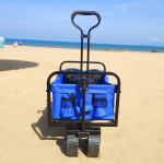 Folding Camping Cart Wide PP Wheels Large Capacity Collapsible Beach Wagon Cart