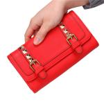 The new solid color long section of the wallet buckle rivets Europe Women's