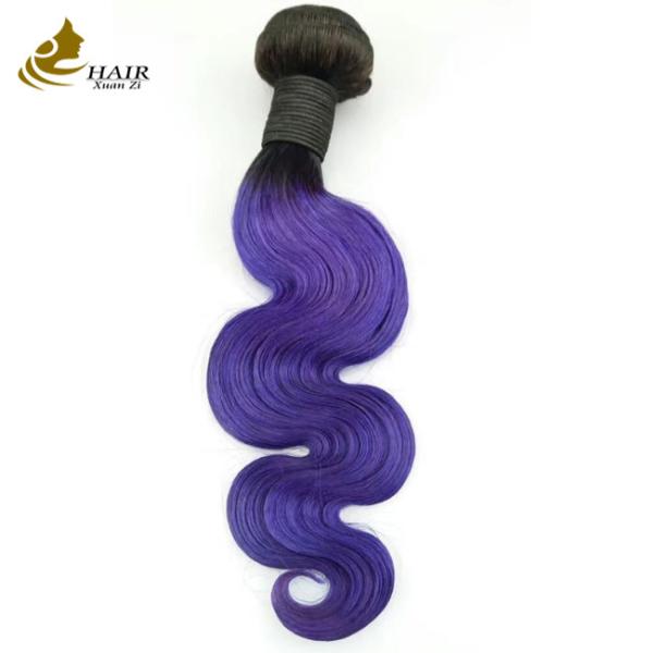 Buy cheap Purple Wavy Ombre Human Hair Extensions 26 Inch Kinky Curly from wholesalers
