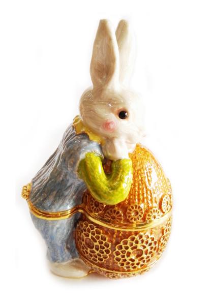 Buy cheap Rabbit Bejeweled Trinket Box Pewter Rabbit Jewelry Box Hinged Jewelry Box Easter Rabbit Jewelry Trinket BoxGift from wholesalers