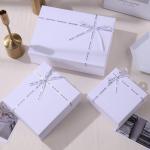 Cardboard Paper Luxury White Gift Box With Ribbon Wedding Party Souvenir Gift