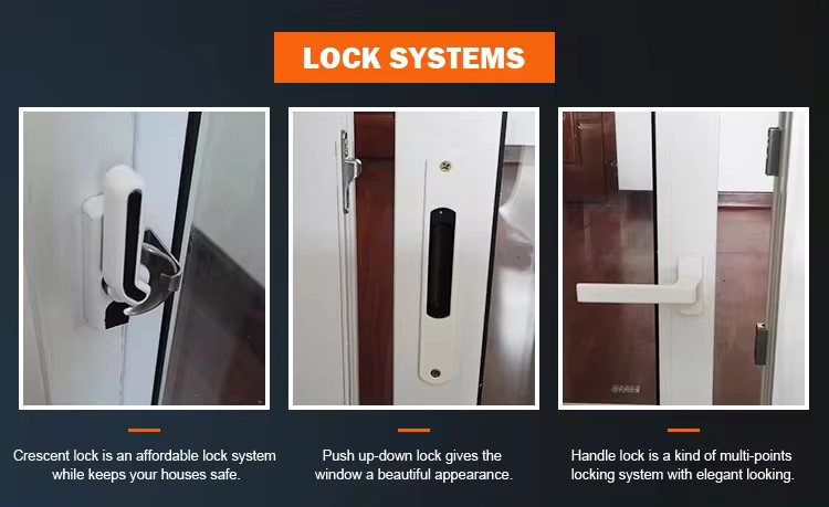 White UPVC Slide Window Windproof Horizontal Sliding Windows Double Glazed
