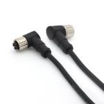 PVC M12 Female Connectors 12 Pin Angled IP67 Black With Molded Cable