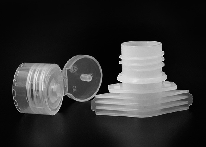 HDPE Plastic Spout Nozzle In 20/410 Flip Top Bottle Cap For Sanitizer Doypack