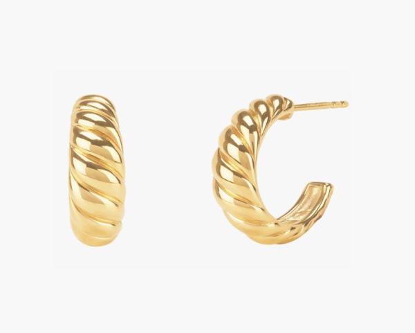 Buy cheap Croissant Dome Hoop Earrings 18K Gold Plated Silver Croissant Dome Hoops from wholesalers