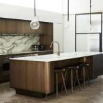 Modern Design Wood Kitchen Cabinet MDF Carcase Marble Countertop Plywood