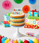 Greetings Birthday Candles, Multicolored Long Thin & Happy Birthday Text On