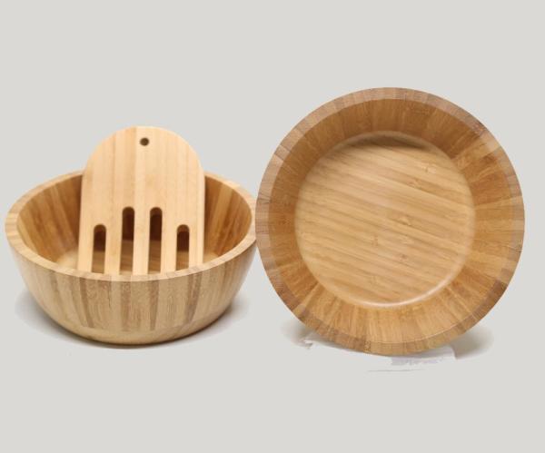 Buy cheap Natural living decorative unique bamboo wood salad bowl with 2 server utensils from wholesalers