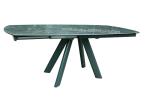 Textured Green Glossy Ceramic Top Dining Table Tempered Glass Breezing Rotating