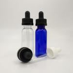 Custom Transparent Glass Dropper Bottles Black Screw Cap For Various Liquid