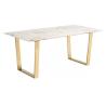 Buy cheap White Contemporary Marble Dining Table Counter Height Stainless Steel Metal Legs from wholesalers