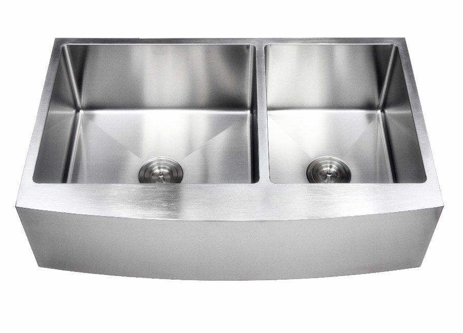 36 Inch Apron Stainless Steel Kitchen Sink Curved Front Farm Brushed Surface / Apron Stainless Steel Kitchen Sink