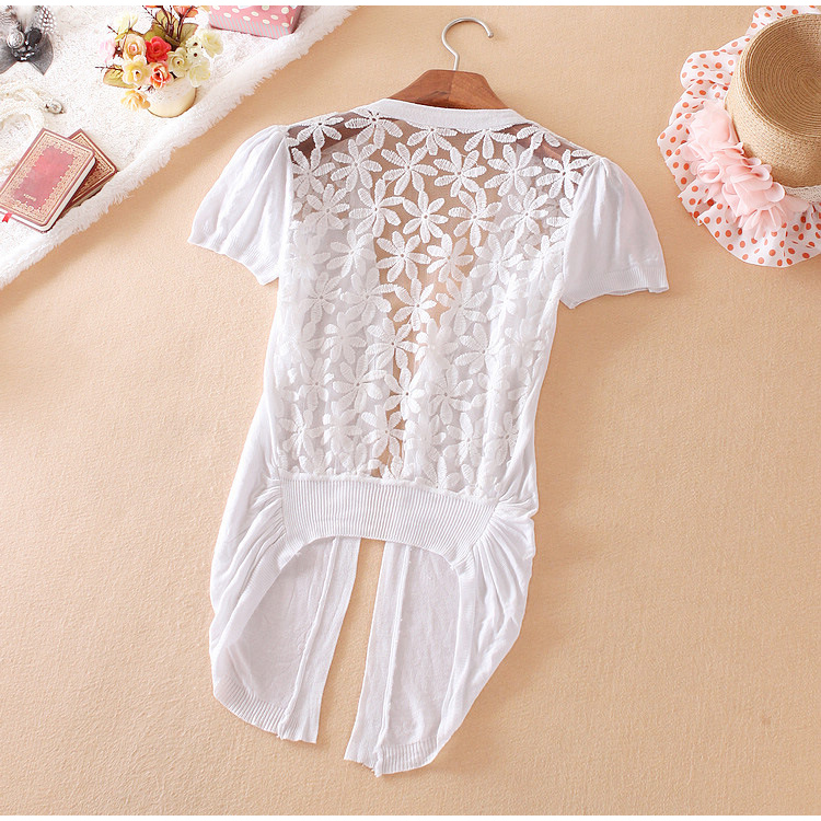 Women Casual Blusas Tricotado Women Fashion Short Sleeve Knitted Cardigans Autumn Summer Crochet Sweaters