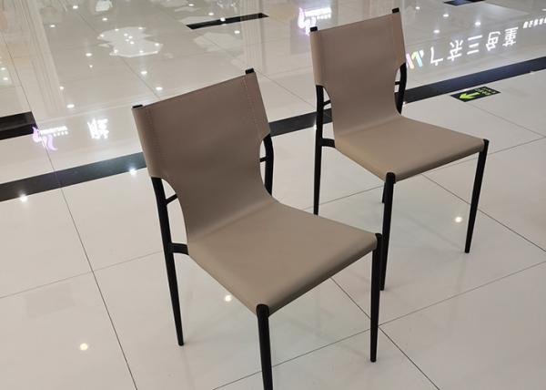 Buy cheap Ergonomic Backrest Grey Pu Dining Chairs Waterproof Saddle Leather from wholesalers