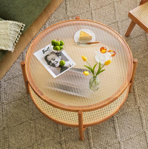 Buy cheap Ergonomics Rattan Glass Table 80*80*45cm Tempered Glass Top Coffee Table from wholesalers