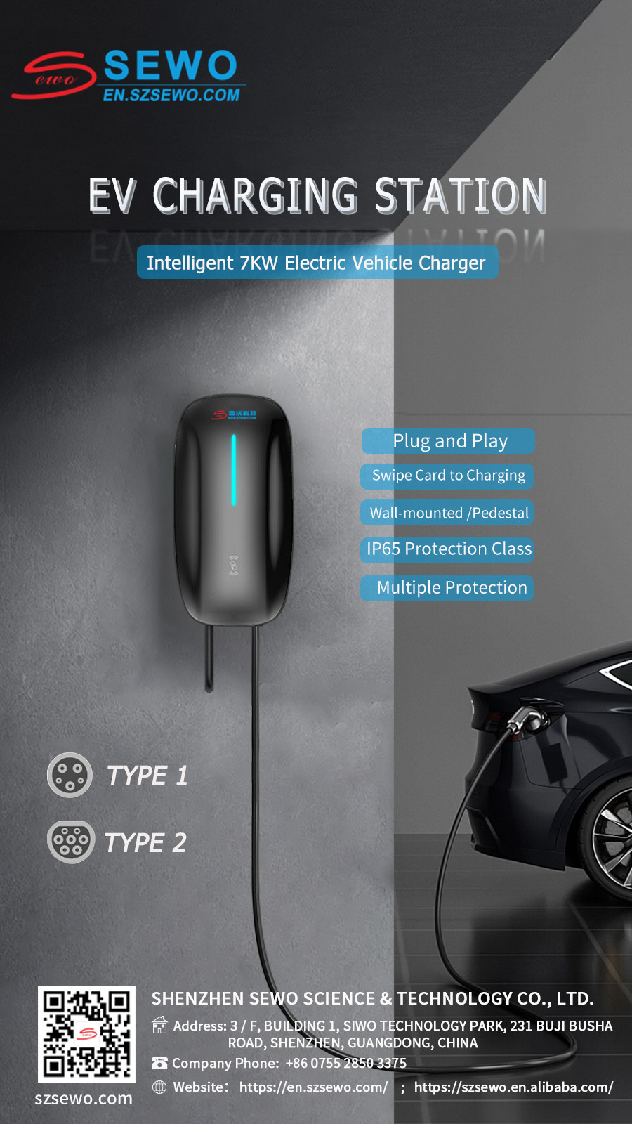 32A 7KW Wall EV Charging Station EU Version For Convenient Home Charging