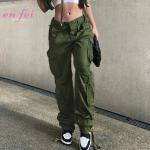 High Quality Vintage Low Waist Streetwear Wide Leg Cargo Pants With Pockets