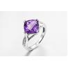 Buy cheap Rhodium Plated Amethyst Nautual Gemstone Ring 5.23g 925 Silver Womens Ring from wholesalers