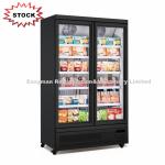 Commercial Double Door Freezer Glass Door Upright Ice Cream Freezer Showcase