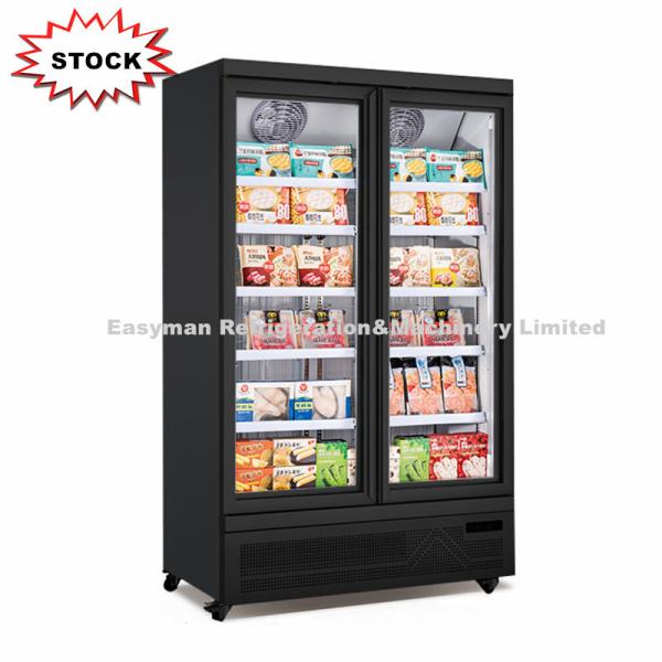 Commercial Double Door Freezer Glass Door Upright Ice Cream Freezer Showcase