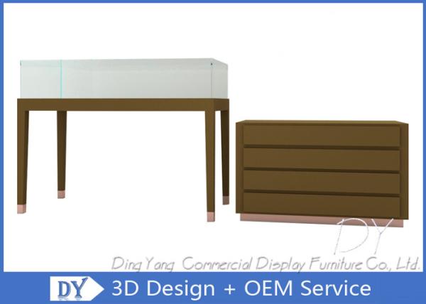 Buy cheap Simple Wood Matte Brown Jewelry Showcase Display Mirror S / S + Brown Color from wholesalers