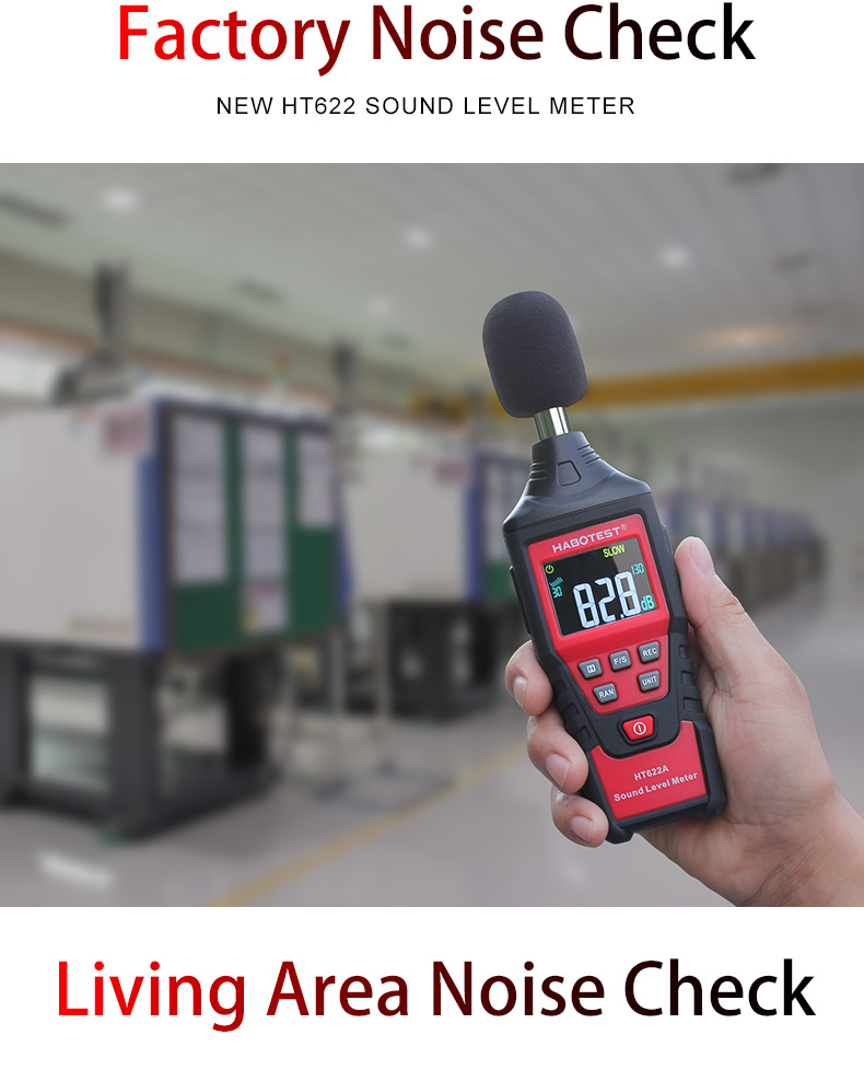 50dB Digital Sound Level Meter , HT622A Noise Measuring Instrument