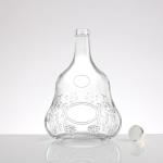 Style Super Flint Glass Bottle Unique Shape Embossed Body Vodka Brandy Liquor