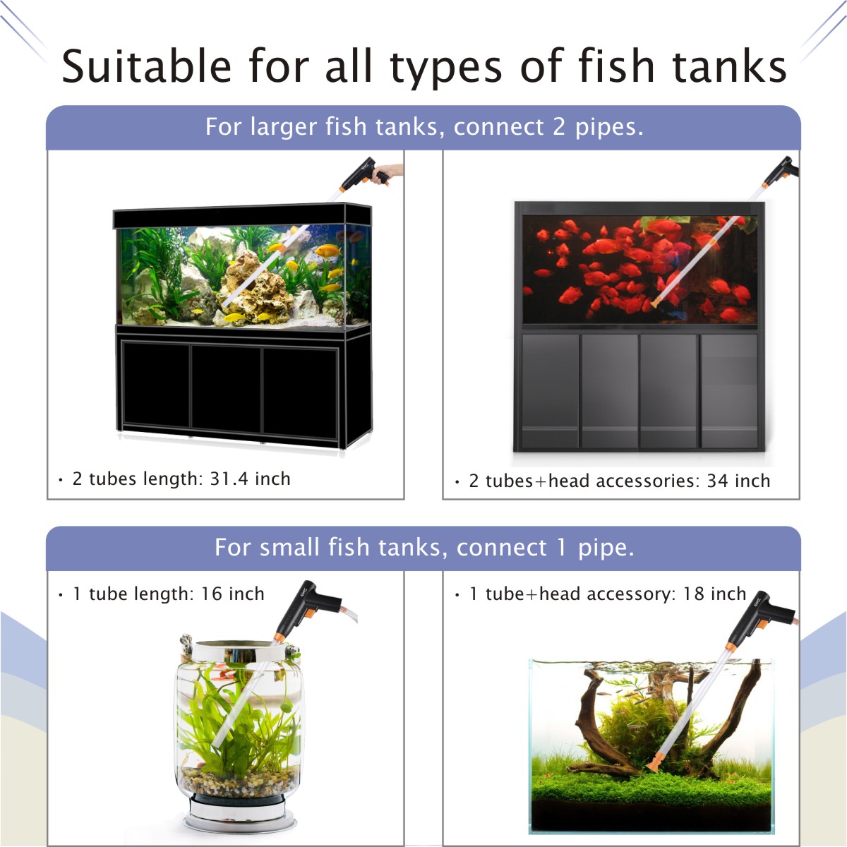 Hygger Electric 396GPH Aquarium Power Gravel Cleaner
