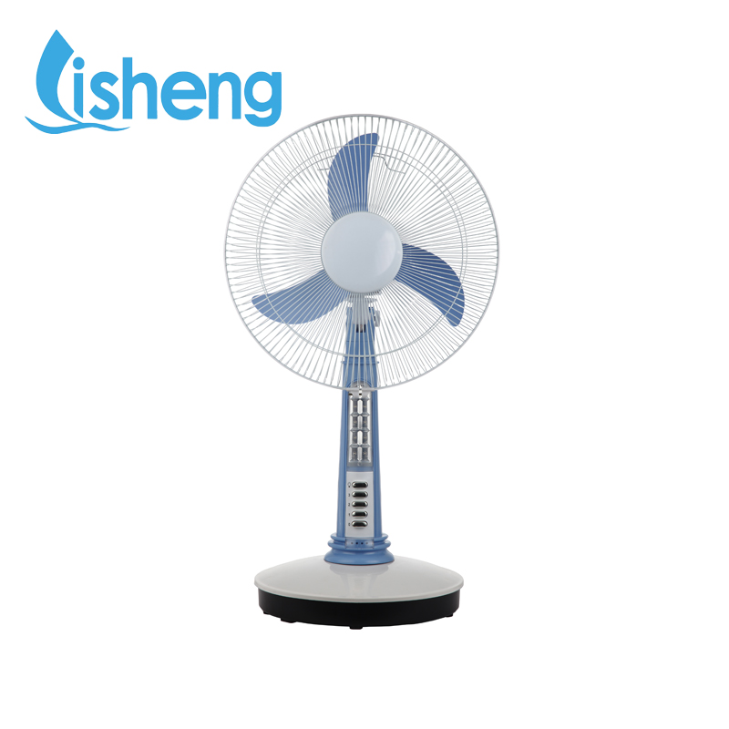 DC 12V 16 / 18 Inch Table Solar Pedestal Fan With LED Light And Lithium Battery