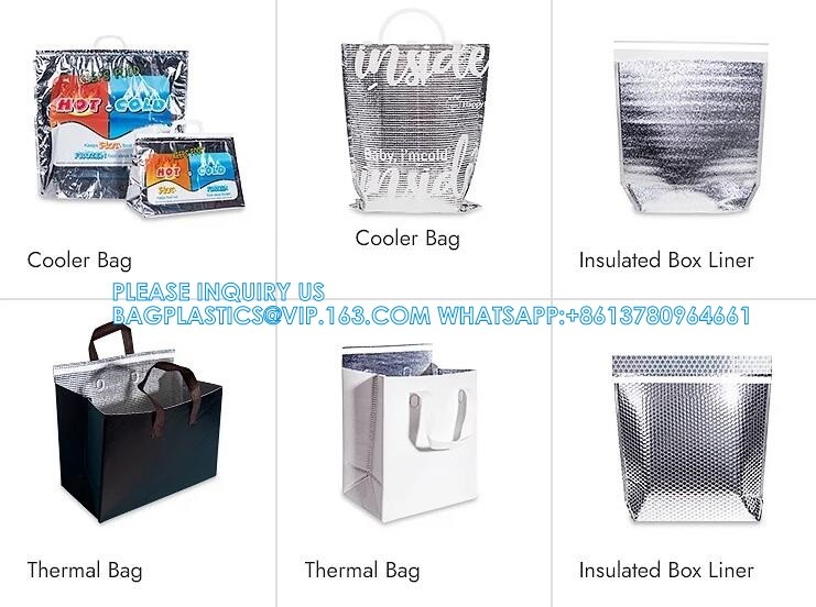 Self Adhesive Seal Aluminum Foil Thermal Bag Hot Food Delivery Cooler Bag Heat Insulated Box Liner