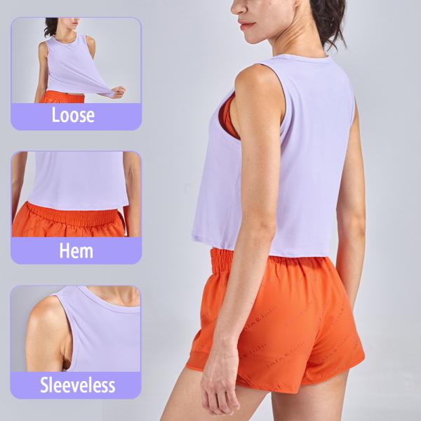 Buy cheap Sleeveless Loose Yoga Workout Tops Women Fitness Sports Vest from wholesalers