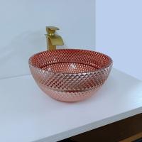 Buy cheap Shinning Glass Rose Gold Vessel Sink Square Above Counter Electroplated product