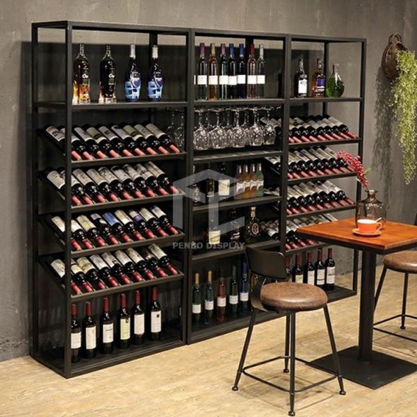 Buy cheap Electroplate Stainless Steel Wine Display Cabinet OEM Metal Wine Racks Free Standing from wholesalers