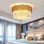 Modern LED crystal chandelier luxury gold stainless steel lustres celing