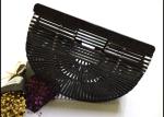 Summer Beach Tote Bag Handmade Acrylic Half Moon Round Hollow Out Basket Handbag