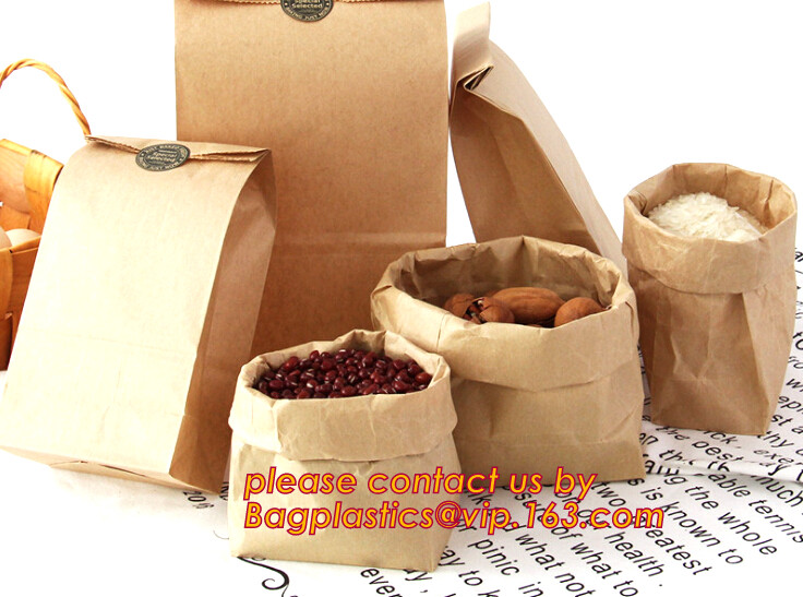 Print your own logo,fabric handles,side gusset,Custom size bottom brown grease proof burger bread paper bag, bagplastics