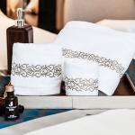 Spa Hotel Towel Set 100% Cotton Custom Logo Dobby Plain Rectangular Stable
