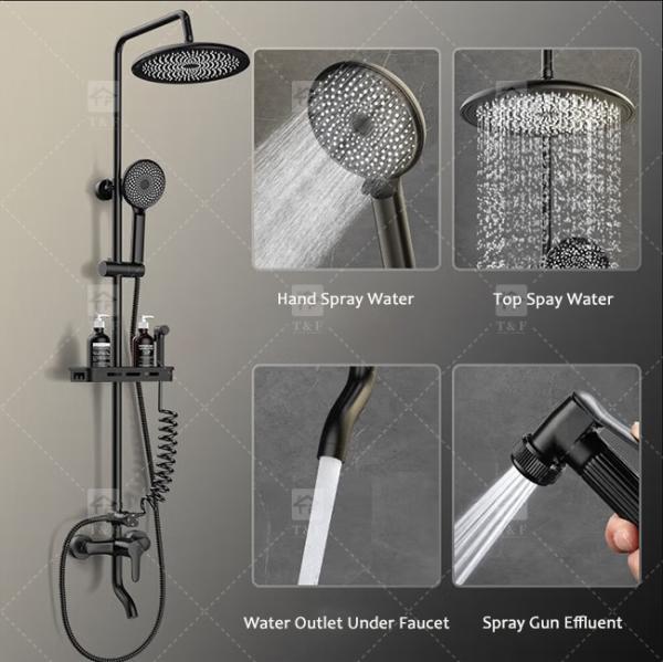Buy cheap Electroplating Three Piece Shower Head Set With Pressurized Black Shower Head OEM from wholesalers