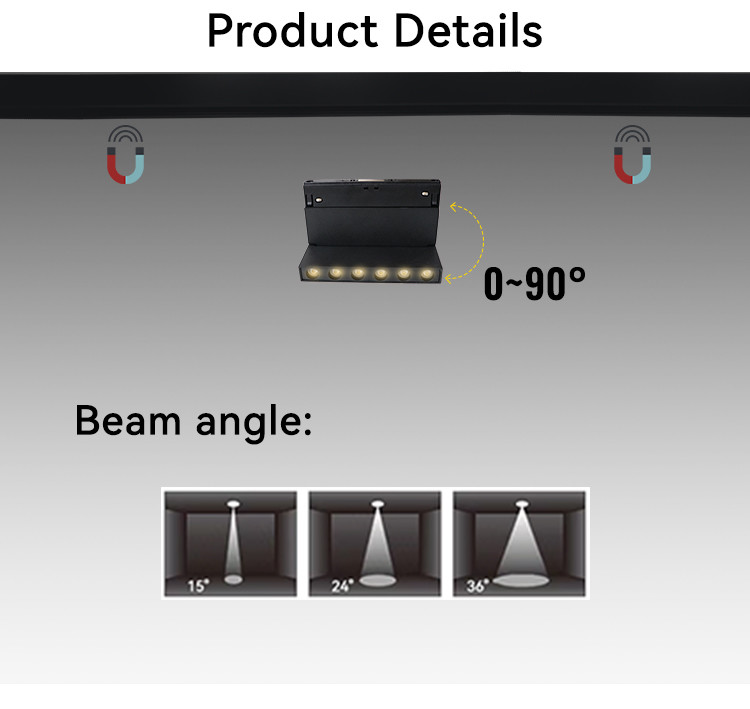 Rotatable Angle Led Magnetic Track Light 6W UGR 10 Modern Magnetic Track Lighting