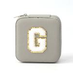 Small Leather Gray Jewelry Organizer Travel Case Jewelry Storage Box