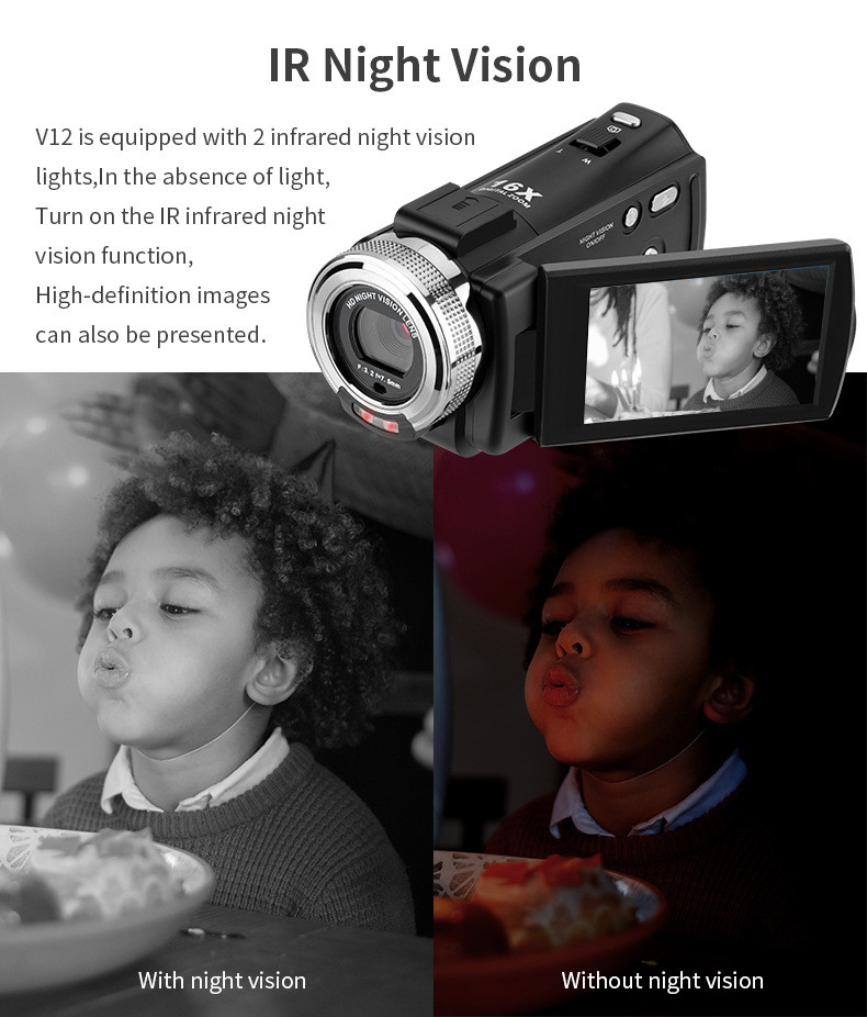 Vlog 4k Digital Video Camera Home Camcorder Film 1080P HD With Infrared Night Vision