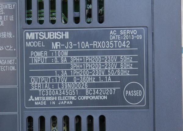 Mitsubishi Electric 100W Servo Amplifier MR-J3-10A-RX035T042 170V Industrial AC
