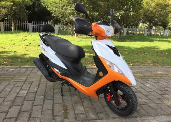 Buy cheap White Orange Gas Moped Bike , Gas Powered Moped Scooters CDI Ignition from wholesalers