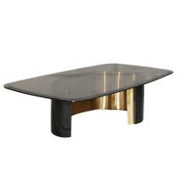 Buy cheap Satin Finish Tempered Glass Coffee Table Brushed Gold Rectangle Coffee Table product