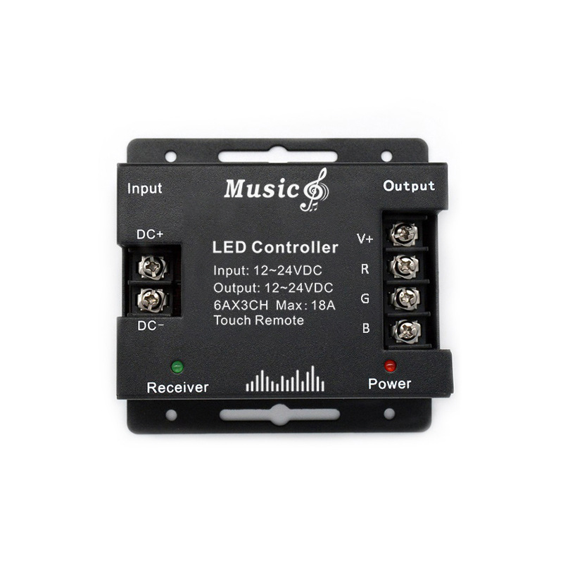 Wireless RF Remote LED Controller , RGB LED Music Controller 18A For 5050 Light Strip