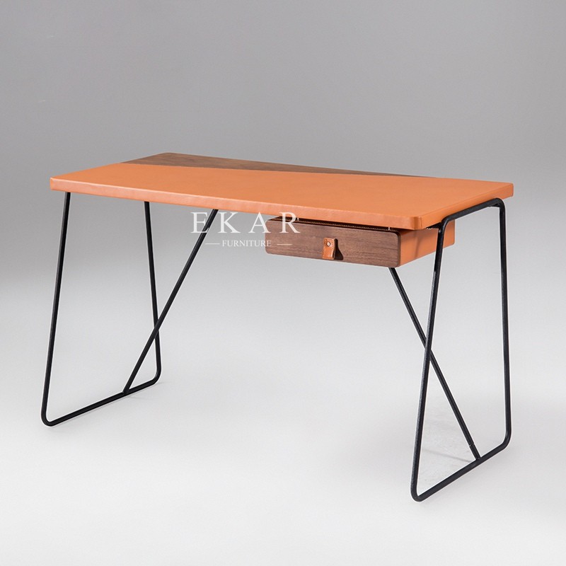 Simple Design Metal Base Study Table Modern Office Desk