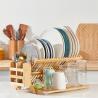 Buy cheap Collapsible 3 tier Bamboo Wooden Dish Drying Rack With Utensil Holder from wholesalers