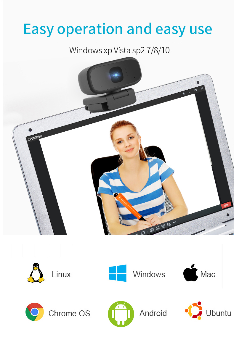 720p OEM ODM Digital High Definition Webcam Built In Microphone