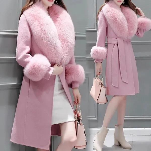 Buy cheap New Design Autumn & Winter Warm Women Pink Long Fur Coats Clothing from wholesalers