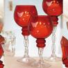 Buy cheap Hand Cutted Design Red Glass Candle Holders With Color Long Stem from wholesalers
